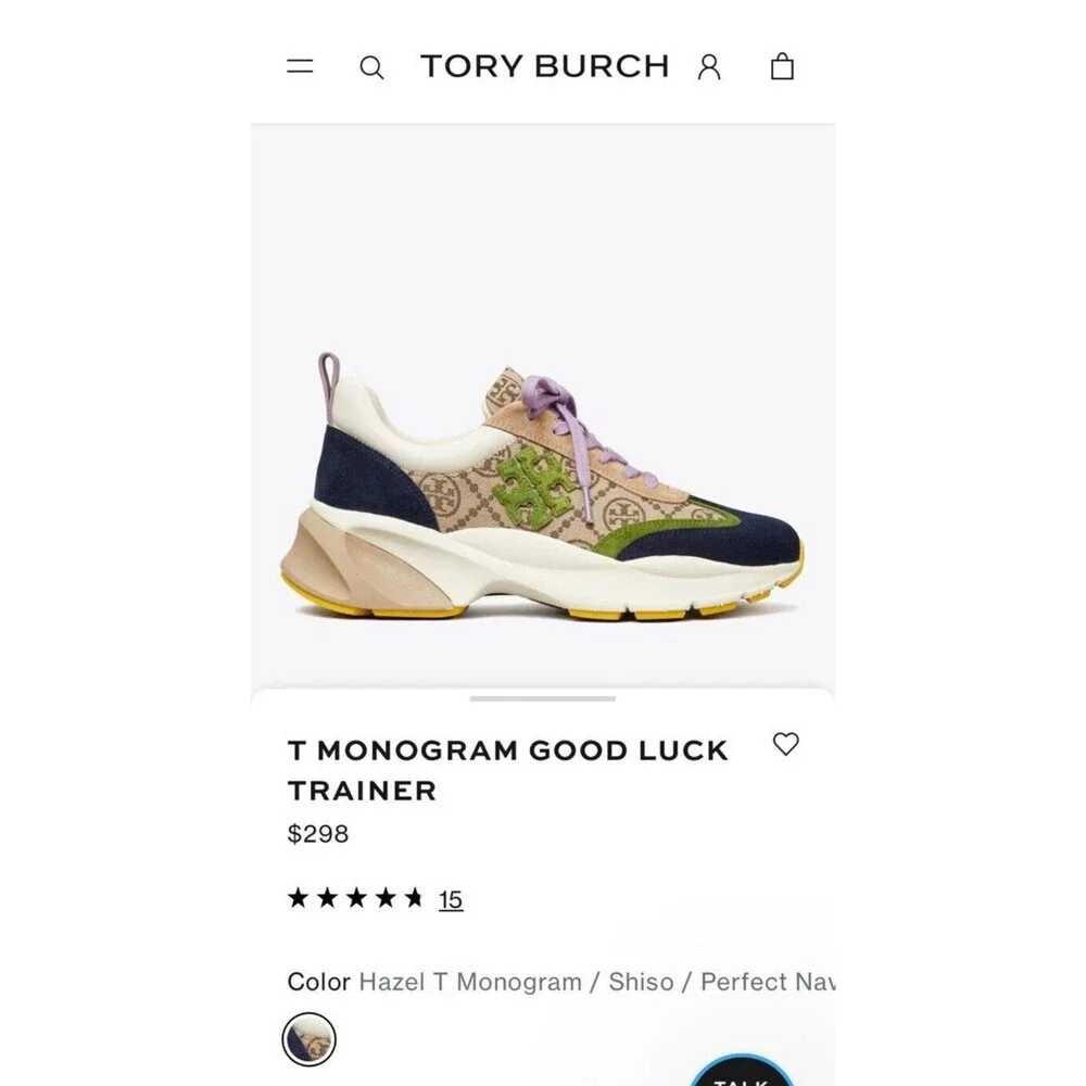 Tory Burch Navy, Lavender & Green Logo Chunky Sneakers
